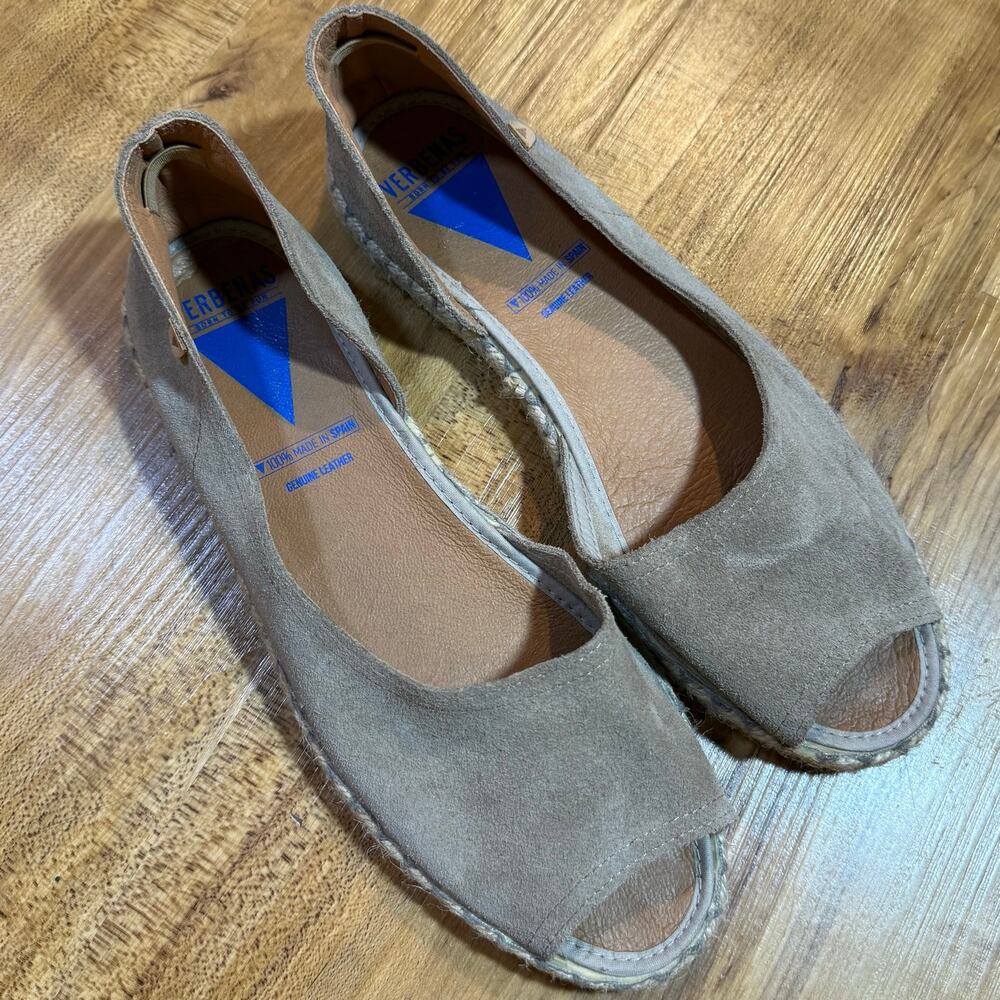Verbenas Cruz Taupe Leather Spain Slip-on Espadrille Italian Sandals 42 11.5